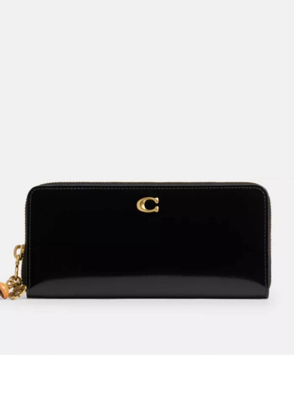 Coach Black Patent essential slim Zip-Around Wallet with charms